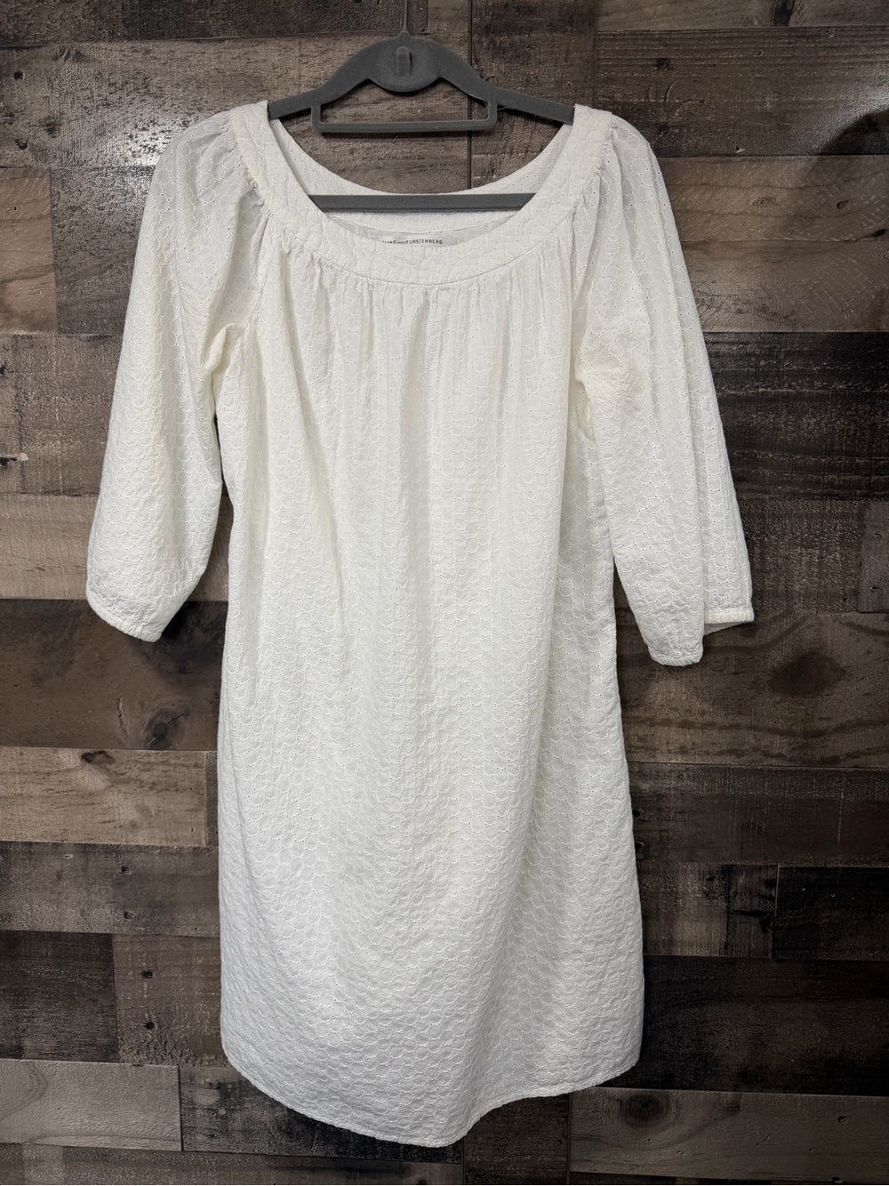 Diane von Furstenberg cotton mini-eyelet shirt dress size 4